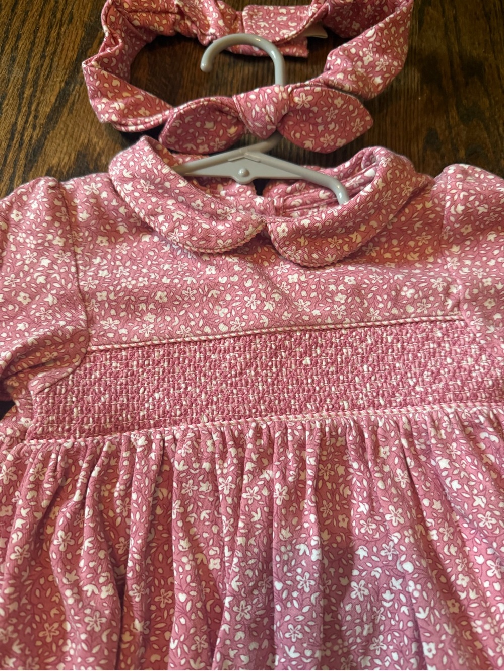 Nordstrom Pink Floral Smocked Long-Sleeve Dress with Headband - Picture 4 of 5
